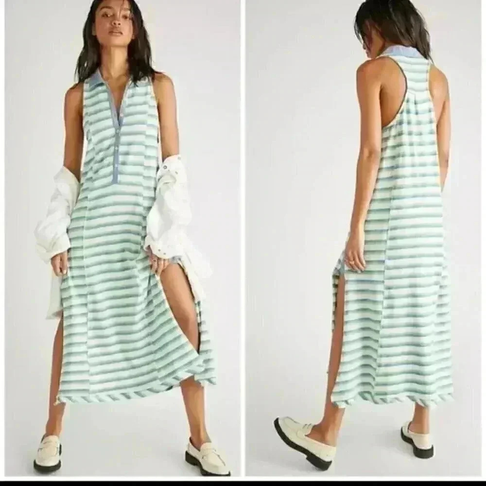 Free People Downtown Midi Striped Dress